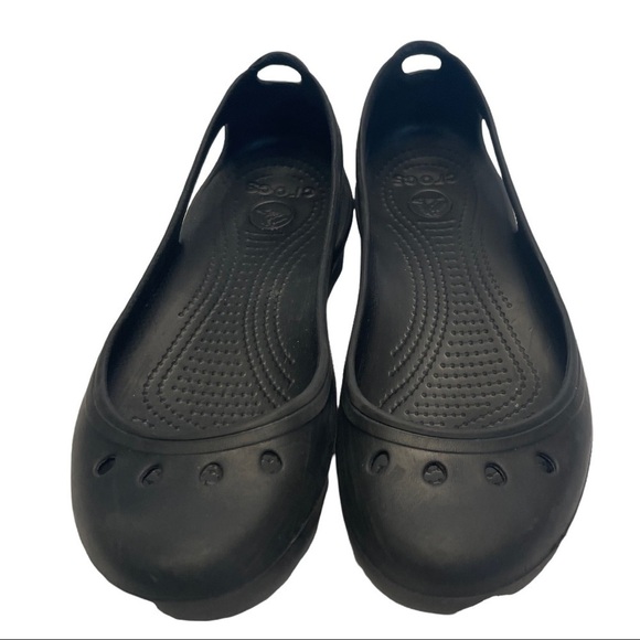 Crocs Malindi Ballet Flats Women Black Size 10 Slip-On Rubbercore Style - Picture 4 of 11